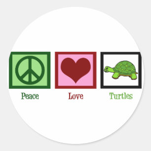Peace Liebe Turtles Runder Aufkleber