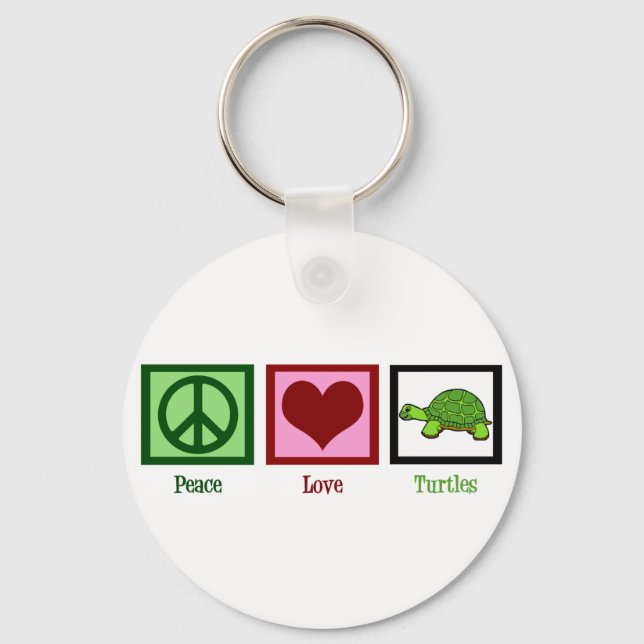 Peace Liebe Turtles Schlüsselanhänger (Vorderseite)