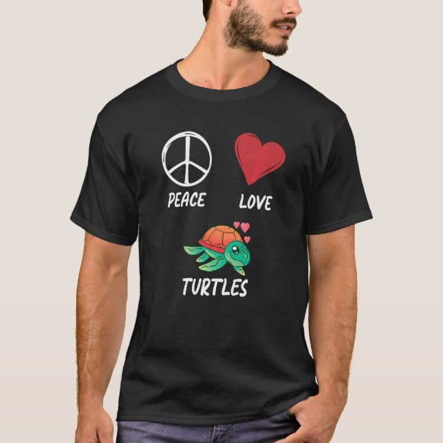 Peace Liebe Turtles Turtle Pacifist Fanatic T-Shirt (Vorderseite)