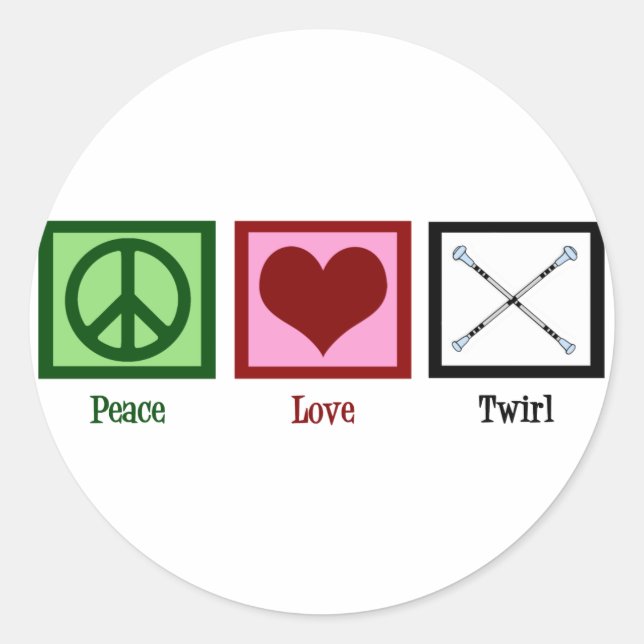 Peace Liebe Twirl Runder Aufkleber (Vorderseite)
