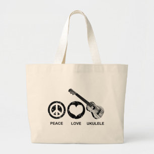 Peace Liebe Ukulele Jumbo Stoffbeutel