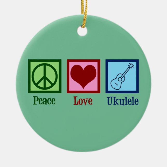 Peace Liebe Ukulele Keramik Ornament (Vorne)
