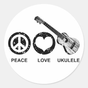 Peace Liebe Ukulele Runder Aufkleber
