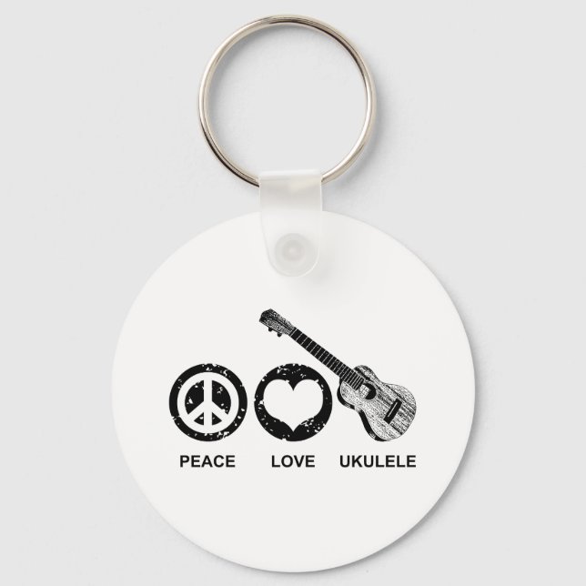 Peace Liebe Ukulele Schlüsselanhänger (Vorderseite)