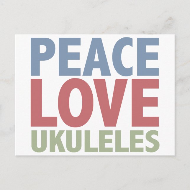 Peace Liebe Ukuleles Postkarte (Vorderseite)