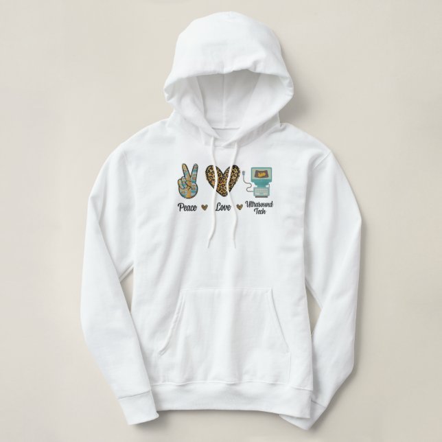 Peace Liebe Ultrasound Tech Sonographen Sonographi Hoodie (Design vorne)