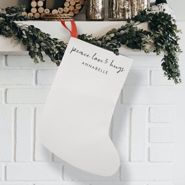Peace Liebe und Hugs Minimal Christmas Dove Gray Kleiner Weihnachtsstrumpf (Von Creator hochgeladen)