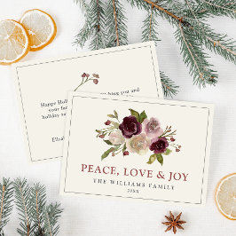 Peace Liebe und Joy Winter Bouquet Feiertagskarte