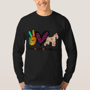 Peace Liebe und Schnauzer floraler Hund T-Shirt