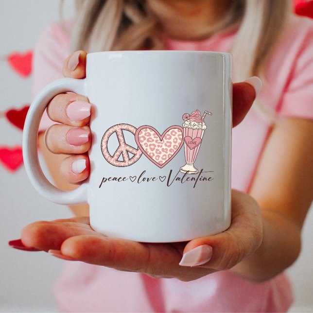 Peace Liebe Valentine, Retro Milkshake Kaffeetasse (Von Creator hochgeladen)