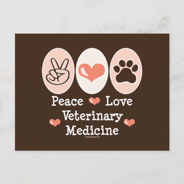 Peace Liebe Veterinary Medicine Postcard Postkarte (Vorderseite)