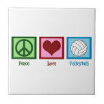 Peace Liebe Volleyball Fliese<br><div class="desc">Ein Friedensschild,  ein Herz und ein niedliches Volleyballgeschenk.</div>