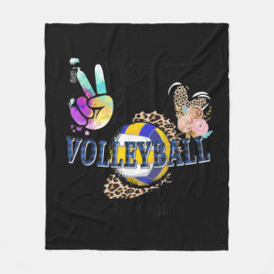 Peace Liebe Volleyball Gigi Life Mama Oma Leopar Fleecedecke