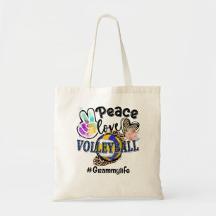 Peace Liebe Volleyball Grammy Life Mama Oma Leop Tragetasche