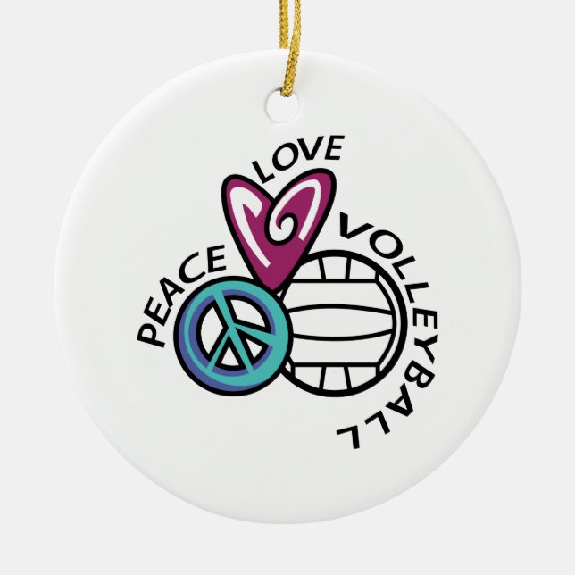 Peace Liebe Volleyball Keramik Ornament (Vorne)