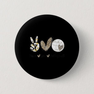 Peace Liebe Volleyball Mama Leopard Print Cheetah Button