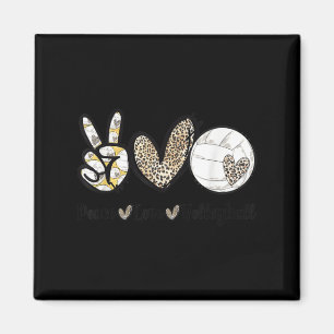 Peace Liebe Volleyball Mama Leopard Print Cheetah Magnet