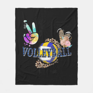 Peace Liebe Volleyball Memaw Life Mama Oma Leopa Fleecedecke