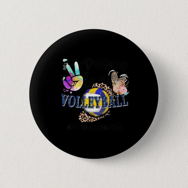 Peace Liebe Volleyball Modmutter Life Mama Oma L Button (Vorderseite)