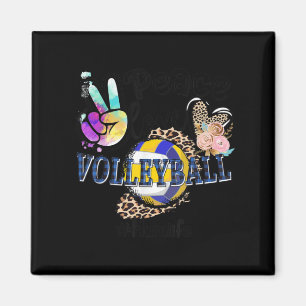 Peace Liebe Volleyball Mum Life Mama Oma Leopard Magnet
