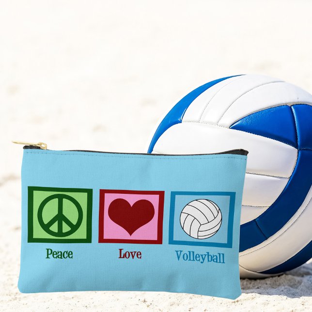 Peace Liebe Volleyball Niedlich Blue Zubehörtasche (Von Creator hochgeladen)