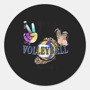 Peace Liebe Volleyball Nonni Life Mama Oma Leopa Runder Aufkleber