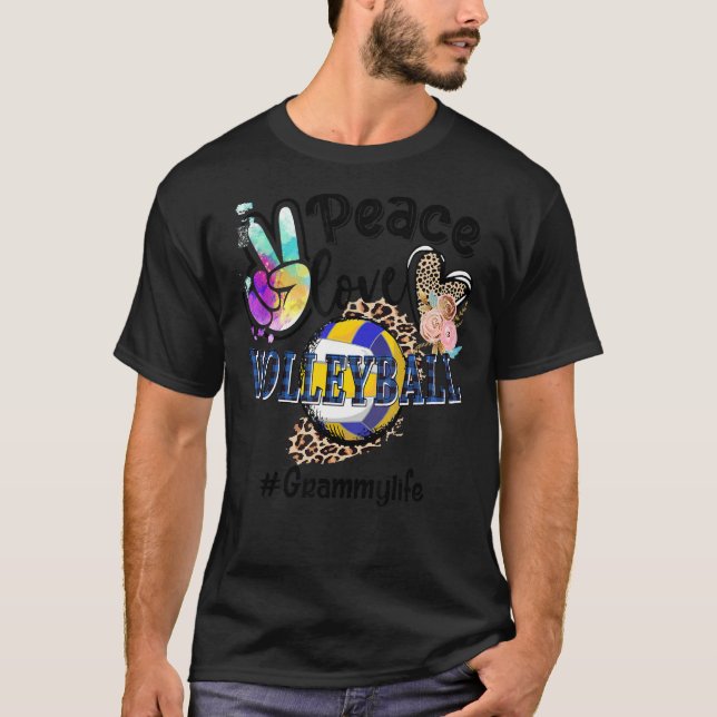Peace Liebe Volleyball Oma Mama Oma Leo T-Shirt (Vorderseite)