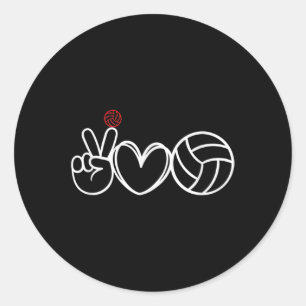 Peace Liebe Volleyball Player Graphic Runder Aufkleber