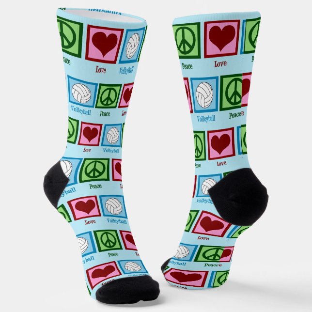 Peace Liebe Volleyball Player Niedlich Blue Socken (Gewinkelt)