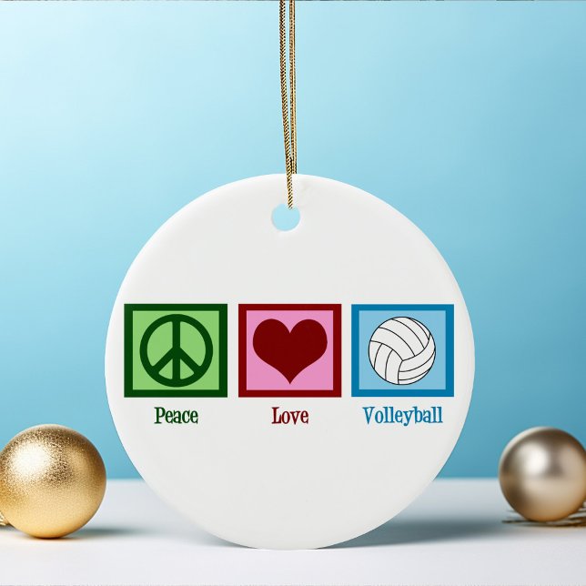 Peace Liebe Volleyball Player Niedlich Weihnachten Keramikornament (Von Creator hochgeladen)