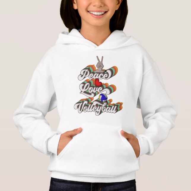 Peace Liebe Volleyball, Retro Volleyball Hoodie (Vorderseite)