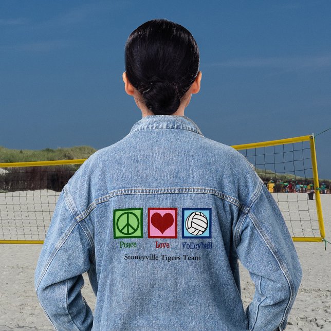 Peace Liebe Volleyball Spieler Niedliches Kundente Jeansjacke (Von Creator hochgeladen)