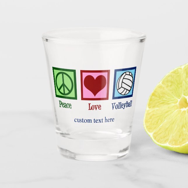 Peace Liebe Volleyball Spieler Personalisierte Man Schnapsglas (Vorderseite)