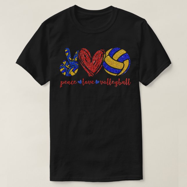 Peace Liebe Volleyball Volleyball Volleyball Volle T-Shirt (Design vorne)