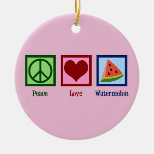 Peace Liebe Watermelon Keramik Ornament