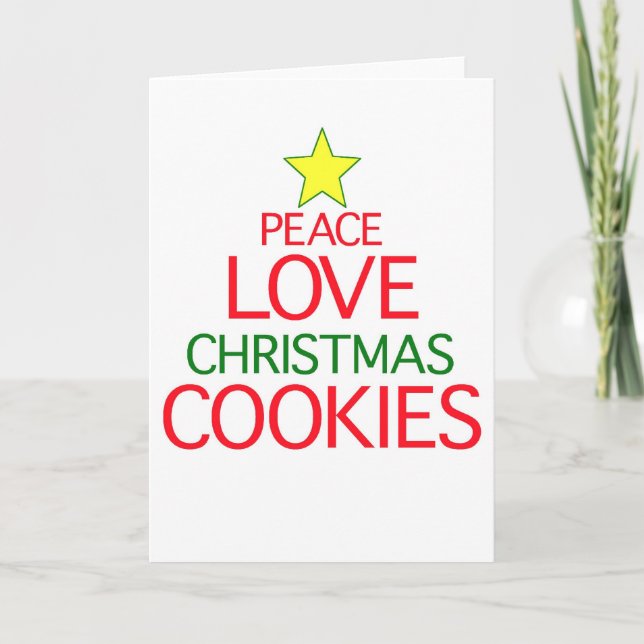 Peace Liebe Weihnachtskekse Feiertagskarte (Vorderseite)