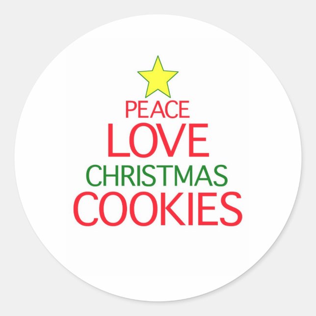 Peace Liebe Weihnachtskekse Runder Aufkleber (Vorderseite)