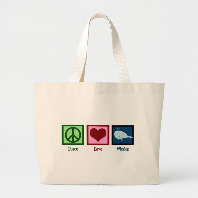 Peace Liebe Whales Jumbo Stoffbeutel (Vorne)