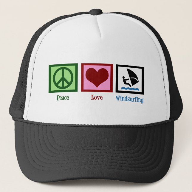 Peace Liebe Windsurfing Truckerkappe (Vorderseite)