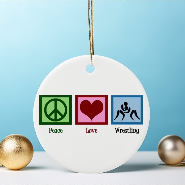 Peace Liebe Wrestling Team Weihnachten Keramik Ornament (Von Creator hochgeladen)