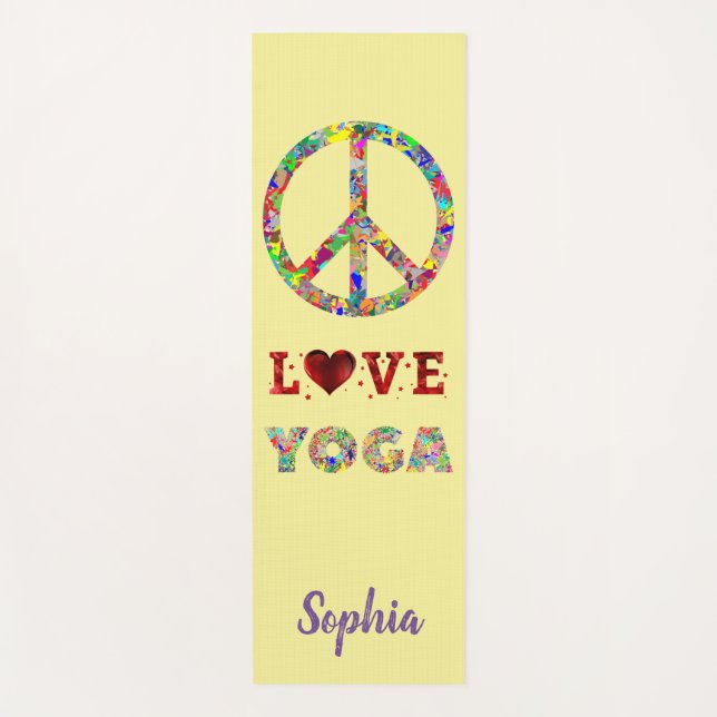 Peace Liebe Yoga Add Name Colorful Yogamatte (Vorderseite)