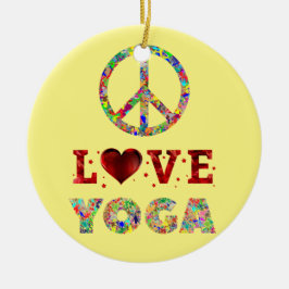 Peace Liebe Yoga Farbenfrohe Spiritualität Keramik Ornament