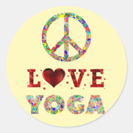 Peace Liebe Yoga Farbenfrohe Spiritualität Runder Aufkleber