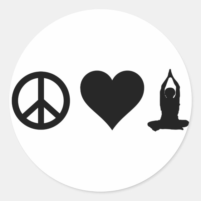 Peace Liebe Yoga Runder Aufkleber (Vorderseite)