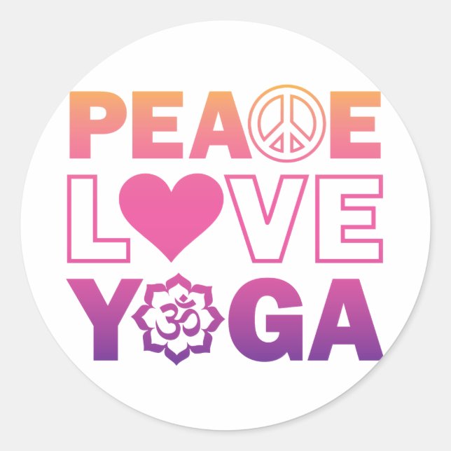 Peace Liebe Yoga Runder Aufkleber (Vorderseite)