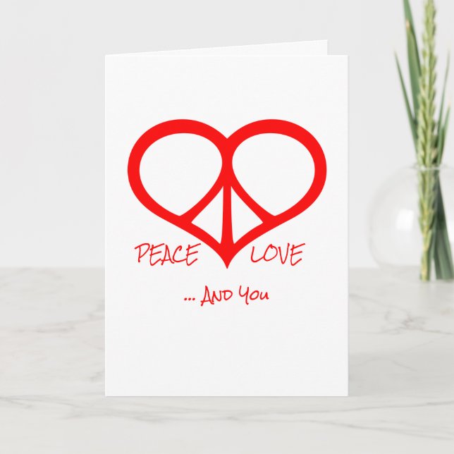 Peace Liebe & You Valentine's Day Card Karte (Vorderseite)