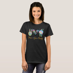 Peace Liebe Zahnliche Gefärbte Krawatte Herzschmer T-Shirt