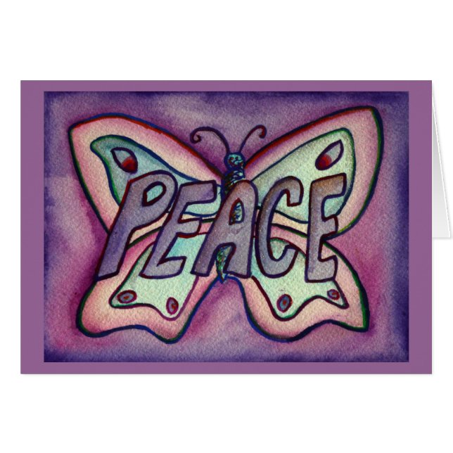 Peace Lila Butterfly Art Note oder Grußkarte (Vorderseite (Horizontal))