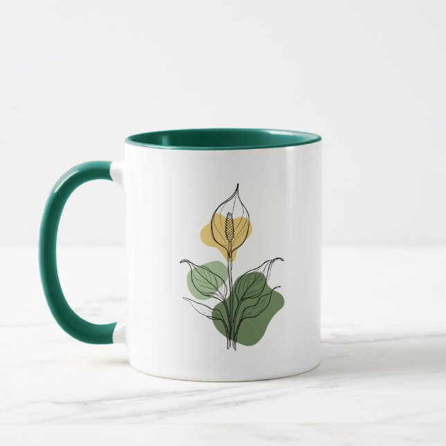 Peace Lily Line Art Mug Tasse (Links)