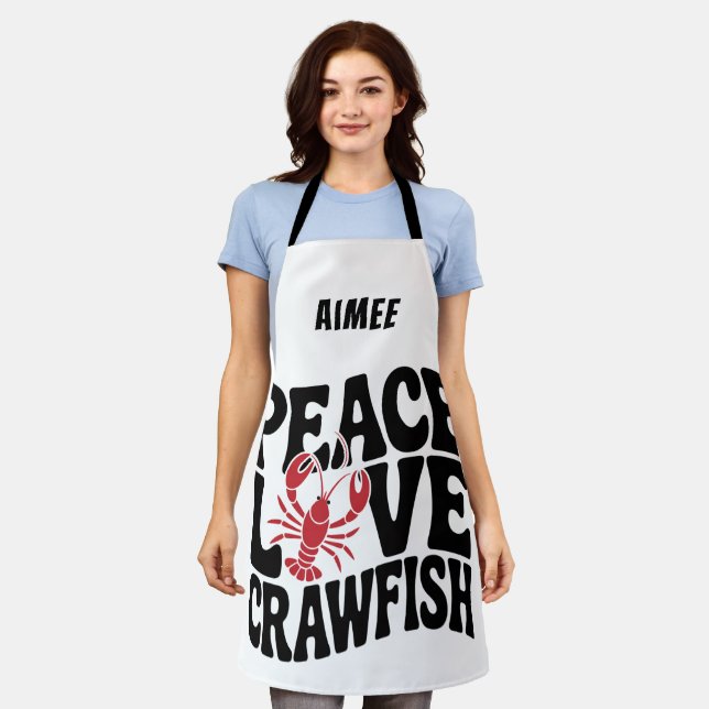 Peace Love and Crawfish Cajun Name Schürze (Getragen)
